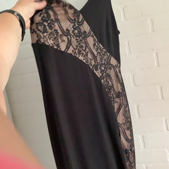 Mystic L.A. Sexy Gown One shoulder Lace Maxi Black dress Size L - Picture 6 of 16